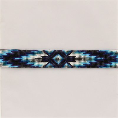 HATBAND BEADED STRETCH NAVY / TURQUOISE / WHITE