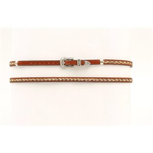 HATBAND BROWN BROWN LEATHER WITH REAL HORSE HAIR