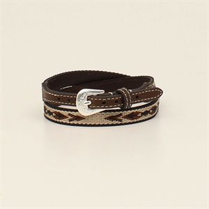 HATBAND BROWN LEATHER NAVAJO DESIGN BEIGE / BROWN / BLACK