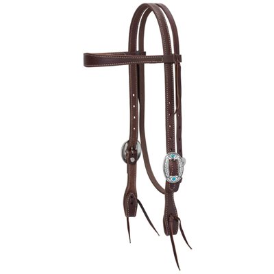 WEAVER WORK TACK FEATHER SLIM BROWBAND HEADSTALL BROWN