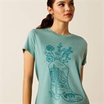 TSHIRT ARIAT FEMME GARDEN BOOTS COULEUR OCEAN BLUE XSMALL