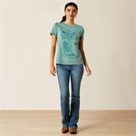 ARIAT TSHIRT FOR WOMAN GARDEN BOOTS OCEAN BLUE SZ..XL