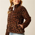 SWEATSHIRT ARIAT BERBER FEMME SHERPA SNAP LILA LEOPARD XS