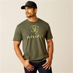 ARIAT T-SHIRT FOR MEN LIBERTY USA CAMO OLIVE GREEN SZ. XL