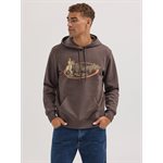 WRANGLER HOODIE MEN COWBOY THROWBACK RIDER BRUN / ORANGE SMALL