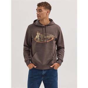 WRANGLER HOODIE MEN COWBOY THROWBACK RIDER BRUN / ORANGE