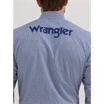 CHEMISE WRANGLER HOMME MOTIF HONEYCOMB BLEU LOGO NAVY SMALL