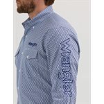 CHEMISE WRANGLER HOMME MOTIF HONEYCOMB BLEU LOGO NAVY SMALL