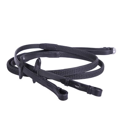 QHP REIN RUBBER SOFT BLACK PONY