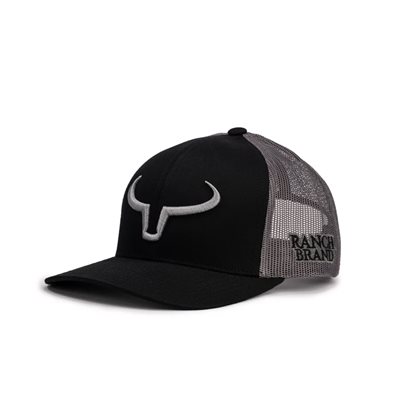 RANCH BRAND CAP BLACK MESH GRAPHITE LOGO SILVER KIDS