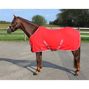 FLEECE RUG QHP WITH CROSS SURCINGLES BRIGHT RED