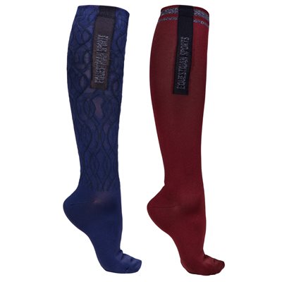 QHP KNEE STOCKING QIARA SET OF 2 (NAVY / BURGUNDY) 39-42