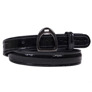 CEINTURE QHP EN CUIR BRILLANT DJUNE NOIR