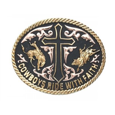 ANDWEST TRI-COLOR COWBOYS RIDE WITH FAITH BUCKLE