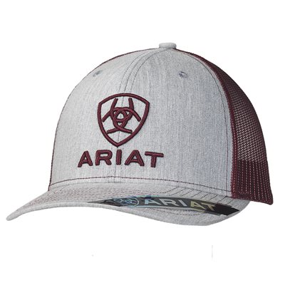 ARIAT CAP GREY MESH BURGUNDY LOGO BURGUNDY