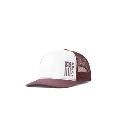 ARIAT CAP WHITE MESH BURGUNDY