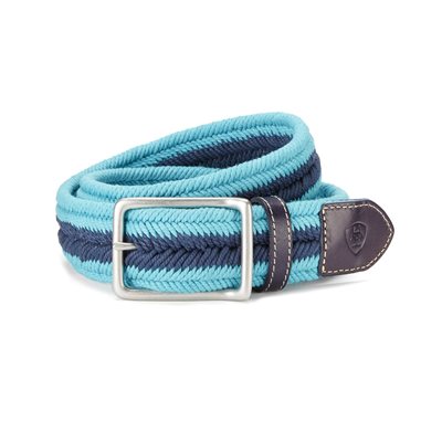 CEINTURE ARIAT 2 COUL. BOUCLE CARRÉ TURQUOISE / MARINE GR.MEDIUM