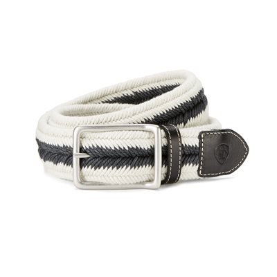 CEINTURE ARIAT 2 COULEURS BOUCLE CARRÉ NOIR CREME GR.MEDIUM