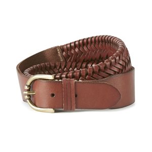 ARIAT EXTENSIBLE BRAIDED LEATHER BELT BROWN SMALL