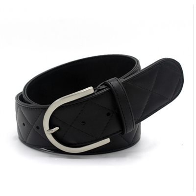 CEINTURE TS EN CUIR PIQUÉ NOIR / ARGENT GR.MEDIUM