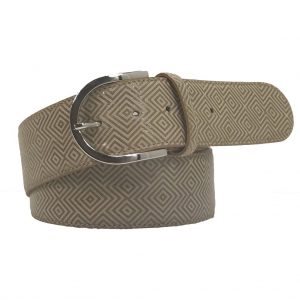 TAILORED SPORTSMAN BELT WITH TAN DIAMOND PRINT 