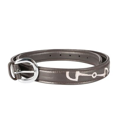 CEINTURE HORZE EN CUIR AVEC MORS BRODÉS BRUN GR. MEDIUM