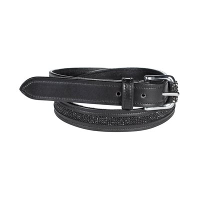 CEINTURE HORZE EN CUIR NOIR AVEC BRILLANTS NOIR GR. LARGE