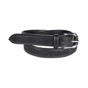 CEINTURE HORZE EN CUIR NOIR AVEC BRILLANTS NOIR