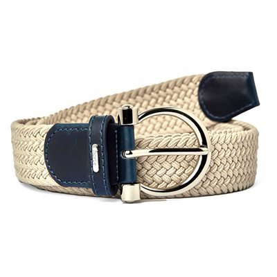 HORZE YARA UNISEX STRETCH BELT BEIGE / NAVY ONE SIZE