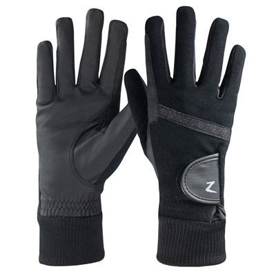 GANTS HORZE DOUBLÉ AVEC POIGNET ELASTIQUE NOIR BRILLANT GR. 10