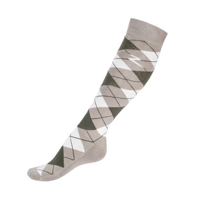 HORZE ALANA CHECKED WINTER SOCKS BEIGE / GREEN