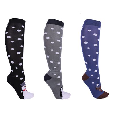 KNEE STOCKING WINTER SNOWFLAKE (3) BLUE / GREY / BLACK 35-38