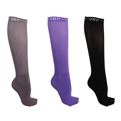 KNEE STOCKINGS COLOR SET OF 3 ELEGANT (PURPLE / GREY / BLACK) 30-34