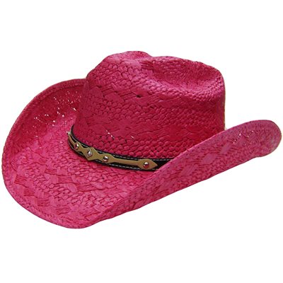 CHAPEAU COWBOY 19554K ROSE STRAP BRUNE GR.XSMALL