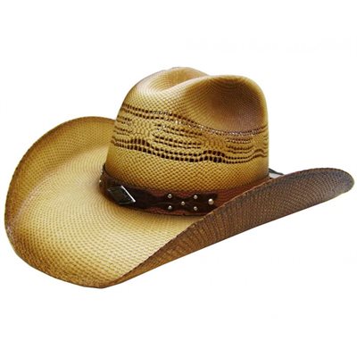 CHAPEAU COWBOY BEIGE / BRUN AVEC TETE DE BOEUF SMALL