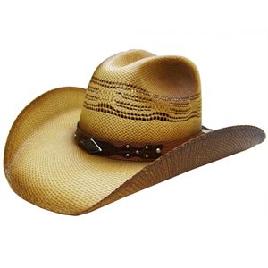 CHAPEAU COWBOY BEIGE / BRUN AVEC TETE DE BŒUF