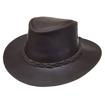 CHAPEAU COWBOY CUIR BRUN SMALL