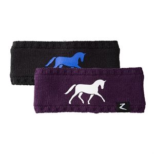 BANDEAU HORZE POUR ENFANTS NOIR AVEC CHEVAL BLEU