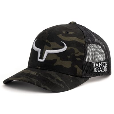 CASQUETTE RANCH BRAND MULTICAM NOIR MESH NOIR LOGO SILVER