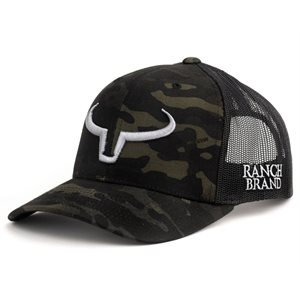 CASQUETTE RANCH BRAND MULTICAM NOIR MESH NOIR LOGO SILVER