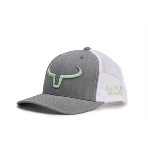 CASQUETTE RANCH BRAND GRIS PALE MESH BLANC LOGO MENTHE