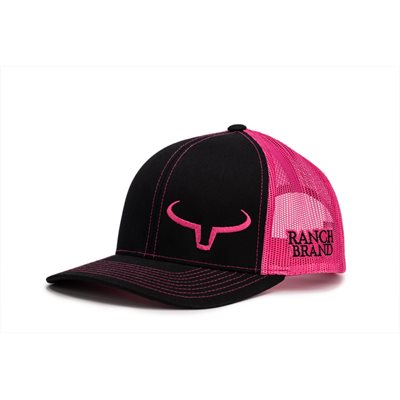 RANCH BRAND CAP BLACK MESH PINK LOGO PINK