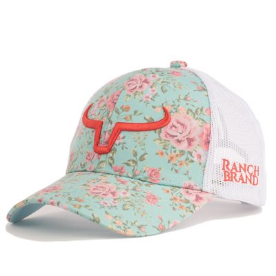 RANCH BRAND CAP PONYTAIL FLOWER 3 LOGO PINK