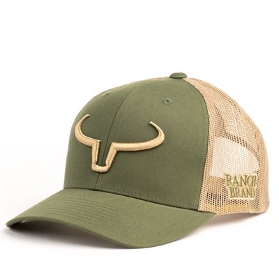 CASQUETTE RANCH BRAND VERTE MESH BEIGE LOGO GOLD