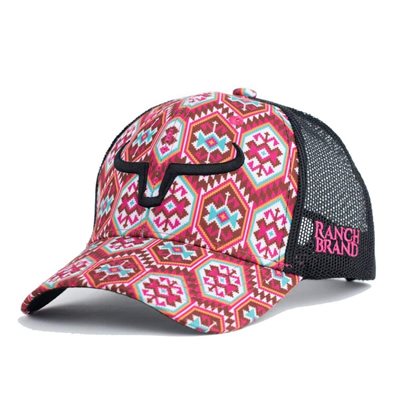 CASQUETTE RANCH BRAND PONYTAIL AZTEC 2 ROSE LOGO NOIR