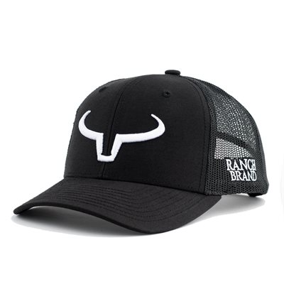 RANCH BRAND CAP BRANDING BLACK MESH BLACK LOGO WHITE KIDS