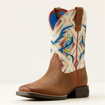 YOUTH ARIAT COWBOY BOOTS SAN ANGELO VENTEK TAN / MULTICOLOR GR.11