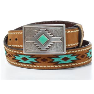 CEINTURE ARIAT FEMME BRUNE ET TURQUOISE AZTEC