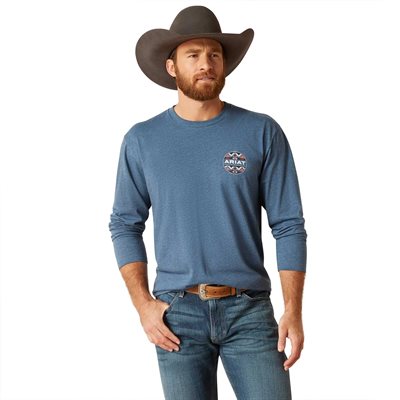 ARIAT TSHIRT L / S MEN GEO FILL SAILOR BLUE MEDIUM