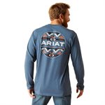 ARIAT TSHIRT L / S MEN GEO FILL SAILOR BLUE MEDIUM